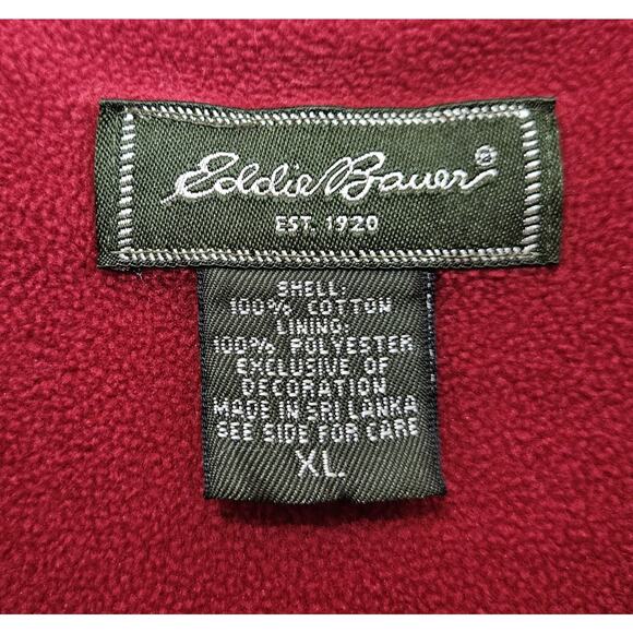 EDDIE BAUER Women's XL Flannel Shirt Fleece Lined Button Up Plaid Red Pink 48" - Picture 3 of 8